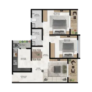 TRIAA Nesterra Dhanori 2 BHK Floor Plan