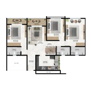 TRIAA Nesterra Dhanori 3 BHK Floor Plan